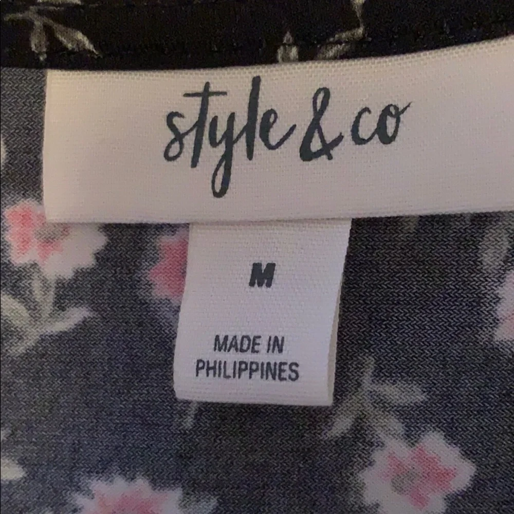 Style & Co. Black Tunic with Pink Floral Design - Picture 3 of 6
